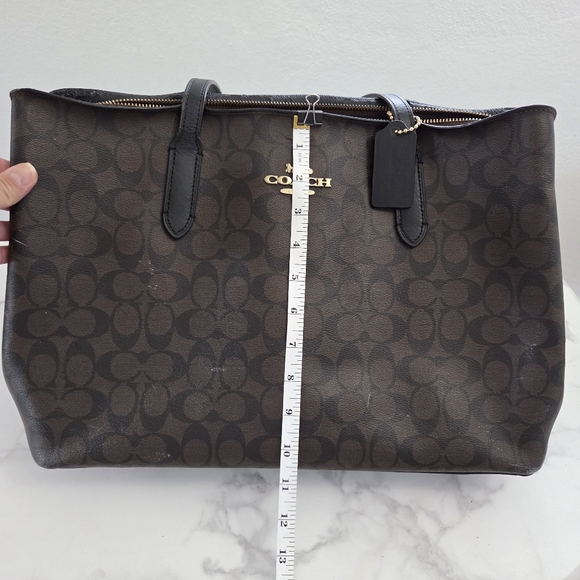 Coach Signature Tote Bag Brown and Black - Picture 15 of 16